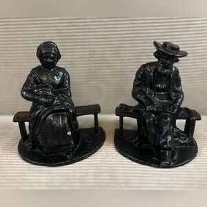 Vintage cast iron figurines “Welsh women teatime" or "Welsh coal figures"